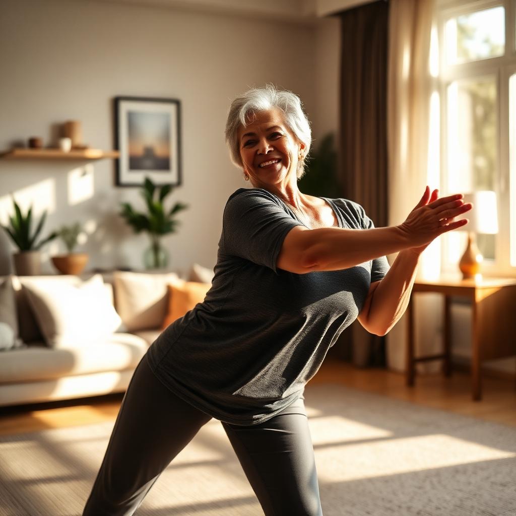 Australian woman using Marodyne LiV at home for osteoporosis and bone density support